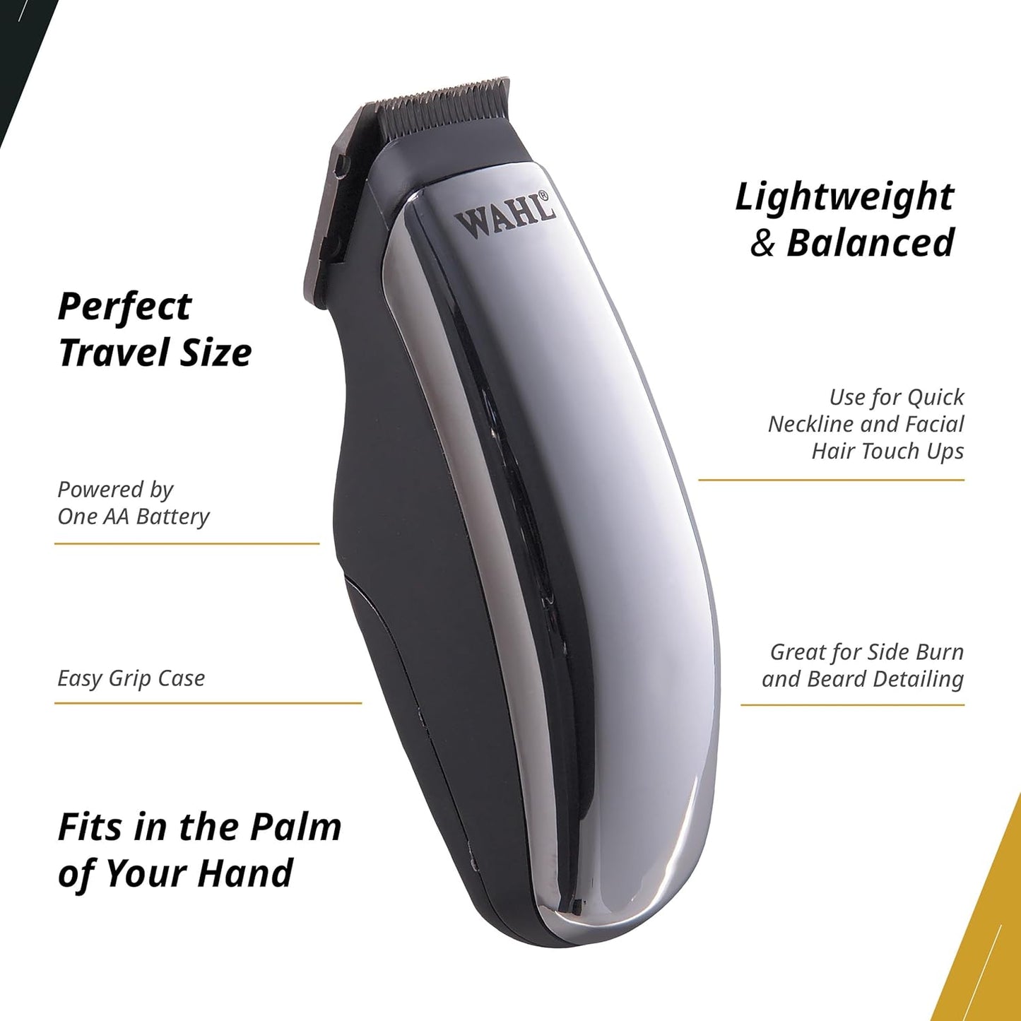 Wahl Professional Half Pint Trimmer - Compact, Lightweight & Battery-Operated with 2 Trimming Guides