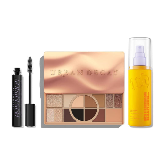 Urban Decay Glow Getter 3Pc Makeup Set - Radiant Holiday Look with All Nighter Spray, Naked Palette & Mascara