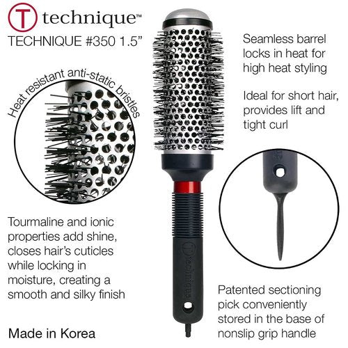 Cricket Technique Thermal Hair Brush - 1.5” Curling & Styling Tool with Heat-Retaining Barrel