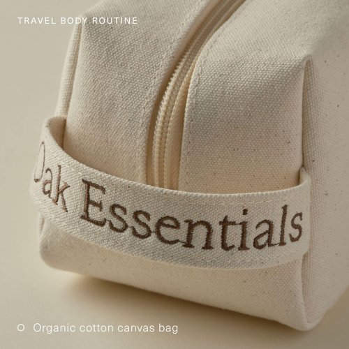 Oak Essentials Travel Body Routine - TSA-Friendly Mini Body Care Set with Wash, Scrub, Lotion & Balm