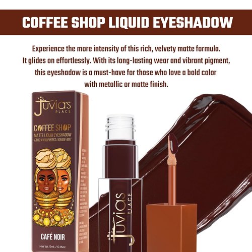 Juvia's Place Coffee Shop Liquid Eyeshadow - Matte Finish, Waterproof & Buildable Color | Cafe Noir, 0.08 fl oz