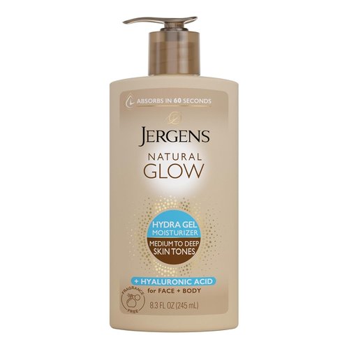Jergens Natural Glow Tanning Lotion - Hydrating Hyaluronic Acid Gel, Fragrance-Free, 8.3 Fl Oz
