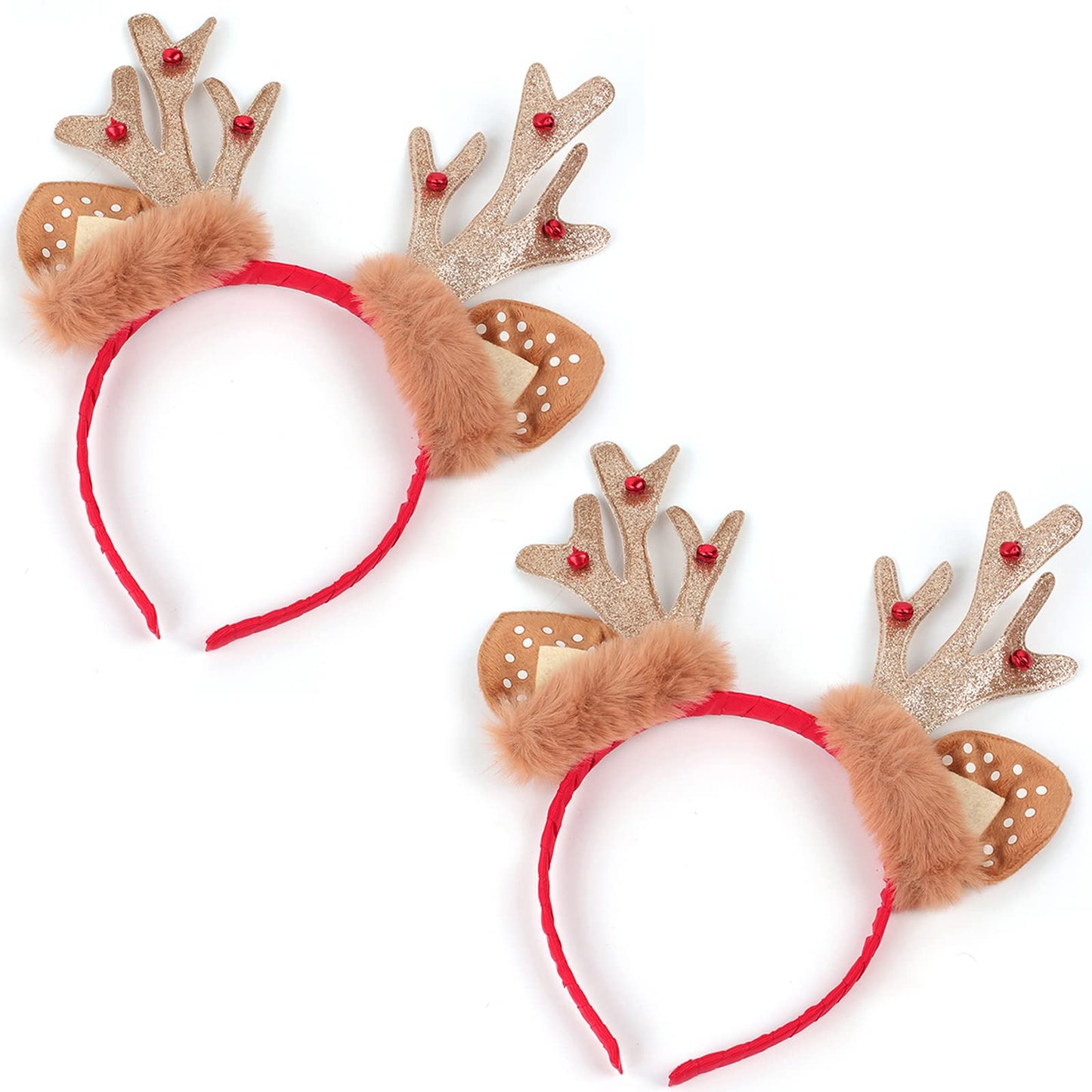 TOKUFAGU Christmas Reindeer Antlers Headband Headwear Girls Headbands Sequins Party Head Band Women Hair Accessory (Two antlers)