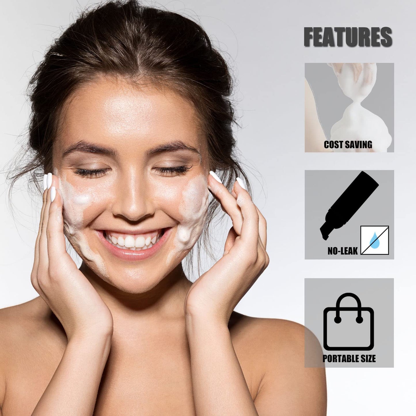 Lil Ray 50PCS Black Foam Bottle with Black Pump, Empty Travel Foaming Dispensers for Hand Soap,Lash Shampoo(2 Oz)