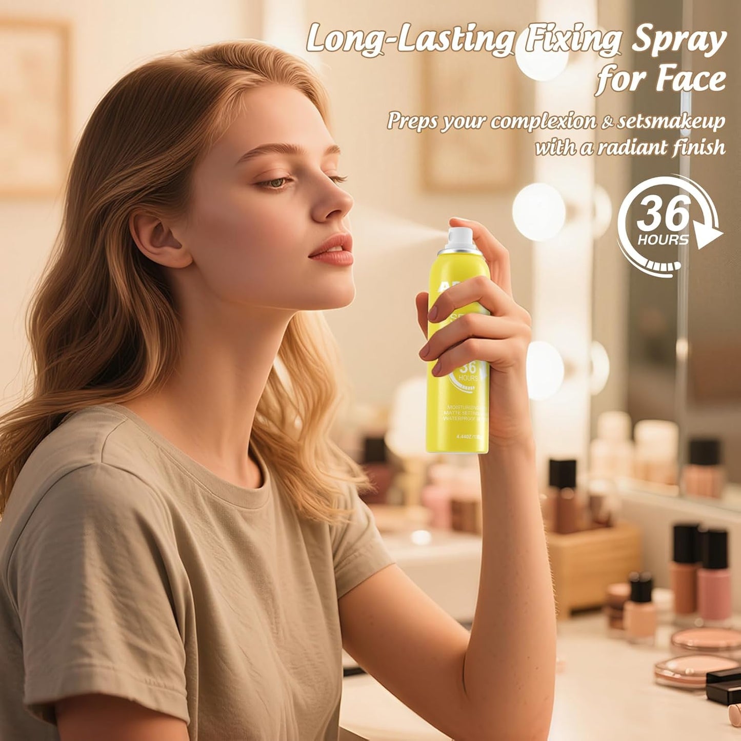 Skiennix Setting Spray - Long-Lasting Makeup Fixer with Vitamin C | Ultra-Fine Dewy Mist, 4.44 oz