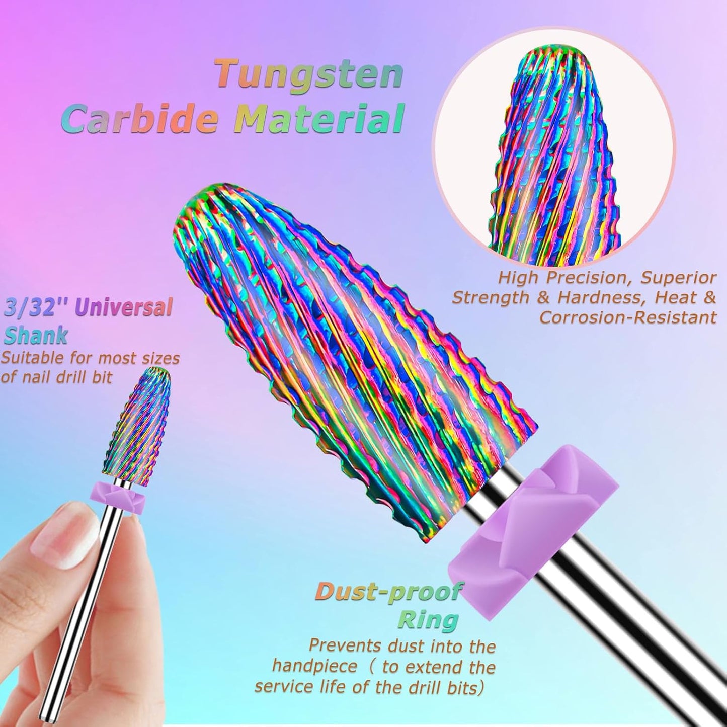 Depvko 21pcs Nail Drill Bits Sets, 3/32 Inch Cuticle Electric Nail File and Ceramic Acrylic Gel Nail Bit Kit, Acrylic Nail Art Tools, Carbide Remover Bits for Manicure Pedicure, Home Salon