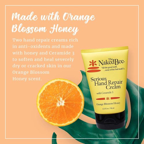 Naked Bee Orange Blossom Honey Hand Cream - Intensive Nourishing Formula for Soft, Smooth Hands | 3.25 oz
