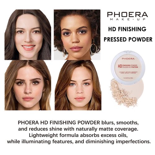 PHOERA Foundation Pressed Face Powder - Silky Soft Focus Setting Powder for Shine-Free Finish | 0.28 Oz (003 Mint Green)
