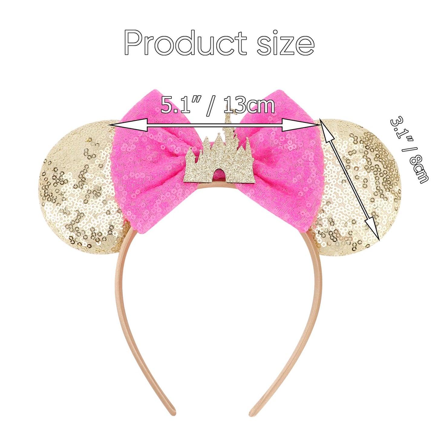 AQOKKA 1 Pcs Mouse Ears Headbands with Bow for Birthday Party, Hair Hoop Party Decoration Cosplay Costume Hair Accessories for Women & Girls