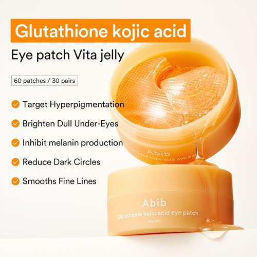 Abib Glutathione Eye Patches - Radiance Boosting for Dark Circles & Spots | 60 Count Korean Skin Care