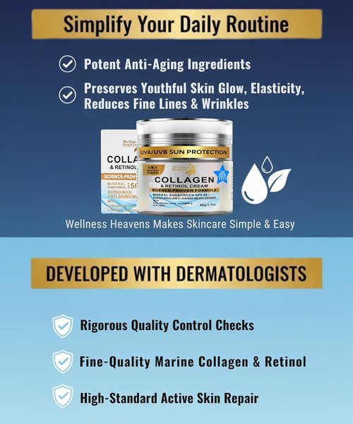 Regine Switzerland Anti-Aging Face Moisturizer - SPF, Collagen & Retinol Cream for Dry Skin | 1.7oz