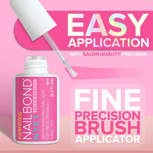 NYK1 NailBond - Super Strong Nail Glue for Press-On Nails & Acrylics - 8ml | Long-Lasting, Mess-Free Application