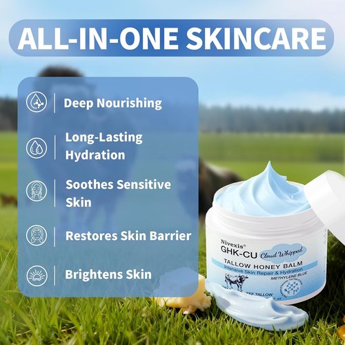 Regine Switzerland Copper Peptides GHK-Cu Whipped Beef Tallow - Anti-Aging Moisturizer for All Skin Types, 2 Oz