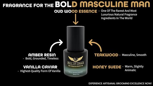 FULL OF GRACE Premium Beard Oil - Organic Blend with Argan & Jojoba for Hydration | Oud, Vanilla Caviar & Amber | 30ml