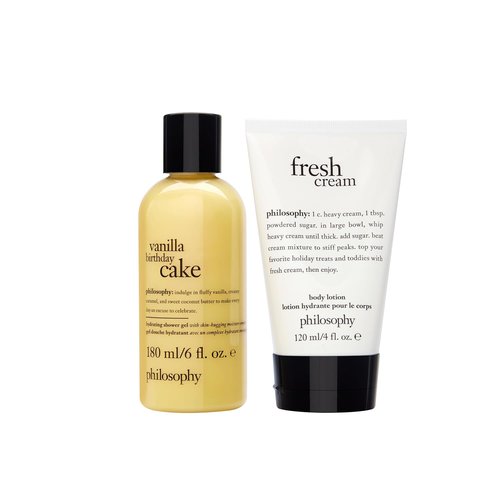 Philosophy Happy Birthday Gift Set - 2-Pc. Vanilla Birthday Cake Shower Gel & Fresh Cream Lotion - Moisturizing Bath Duo for Women