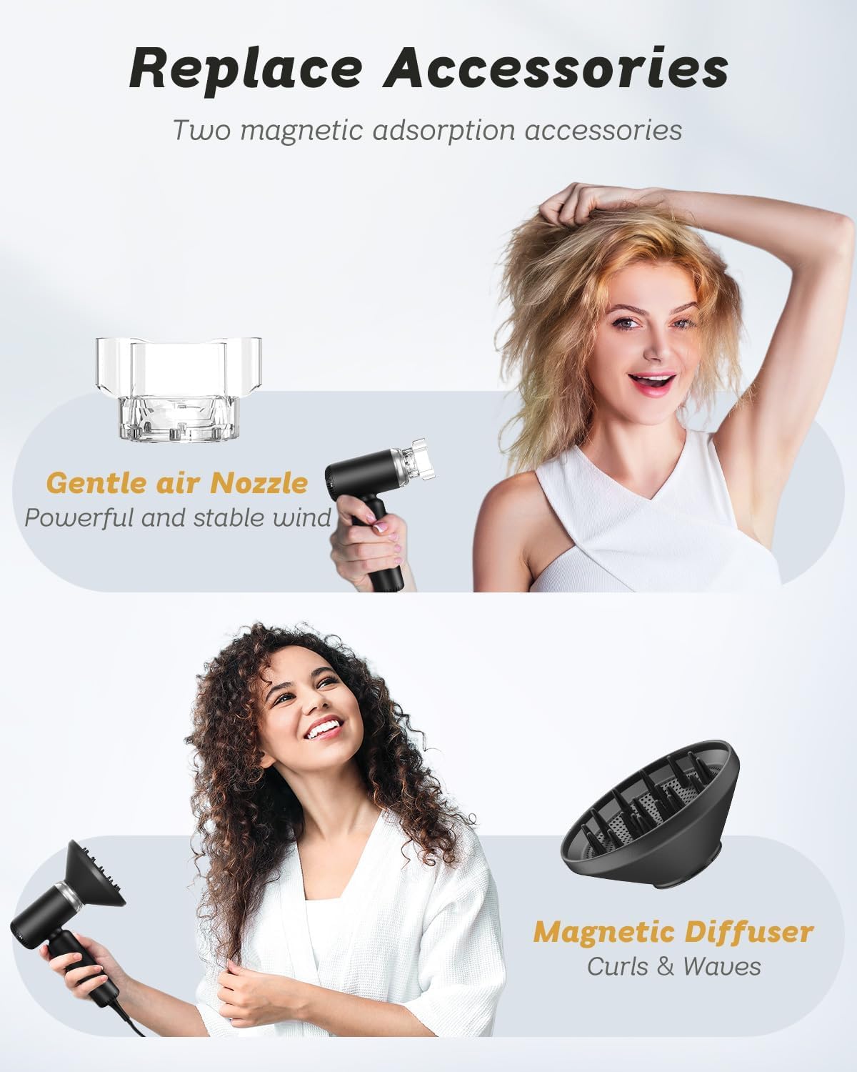 Skiennix Dual Voltage Travel Hair Dryer - Mini Ionic Blow Dryer with Diffuser | Lightweight & Portable, Black