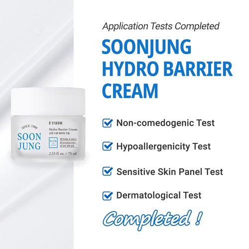 Etude House SoonJung Hydro Barrier Cream - Hydrating Face Moisturizer for Sensitive Skin (2.53 Fl Oz)