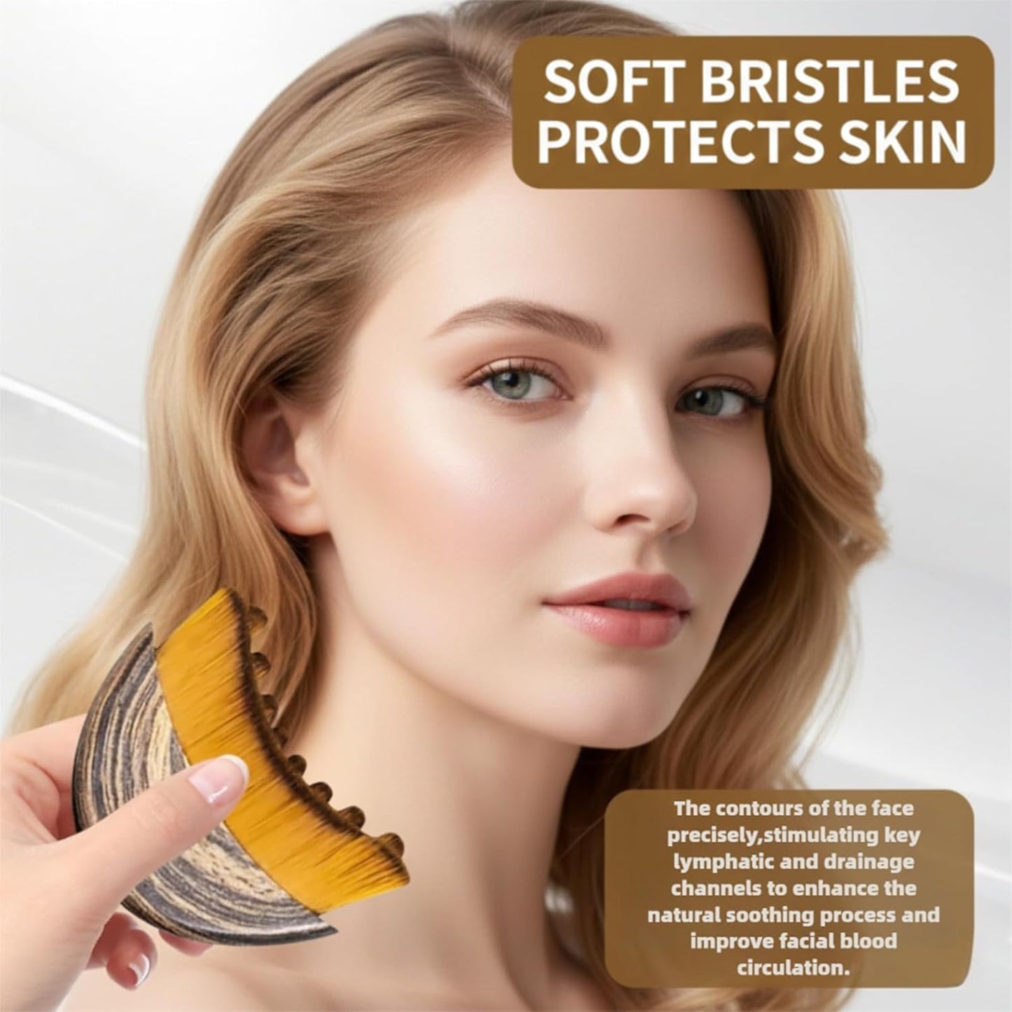 Skiennix Lymphatic Contour Face Brush - Sculpting & Detox for Glowing Skin | Anti-Puffiness (1 Pc)