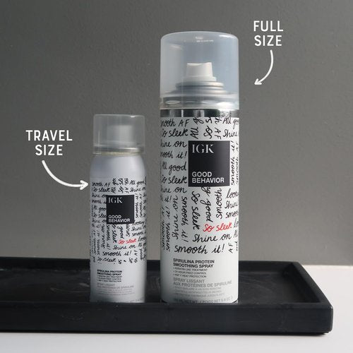 IGK Good Behavior Hairspray - Spirulina Protein Smoothing Travel Size | Frizz Control & Shine | 2.4 Fl Oz (Pack of 2)