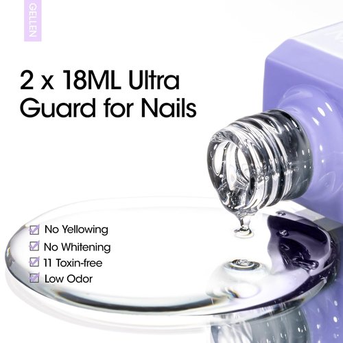 GELLEN Gel Top Coat & Base Coat Set - No Wipe, Ultra Glossy Finish | 18ml, Long-Lasting 28+ Days