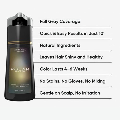 Polar Haircare - Blonde Coloring Shampoo for Gray Hair | Vegan, Ammonia-Free Formula for Men & Women