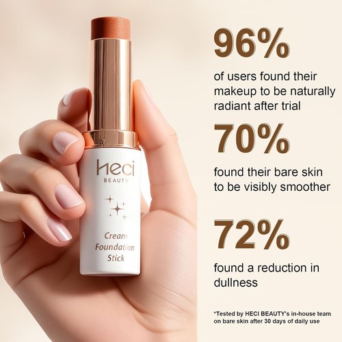 HECI BEAUTY Tinted Foundation Stick - Hydrating Balm to Cream Foundation for Light to Medium Coverage, Deep, 0.25 oz