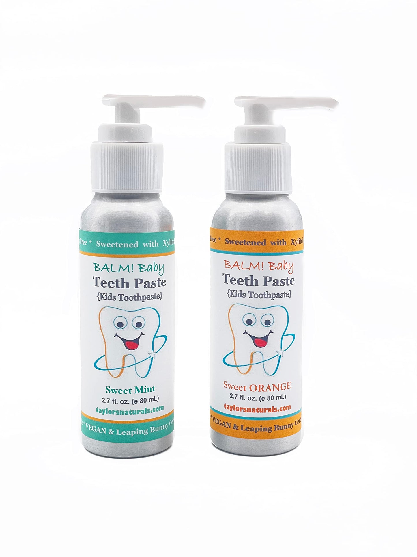 Kids Natural Fluoride Free Toothpaste by BALM! Baby – Children Toothpaste in Pump Bottle, SLS Free Toothpaste with Xylitol, VEGAN Gluten Free, BPA Free, Zero Waste Children’s Teeth Paste (Mint/Orange)