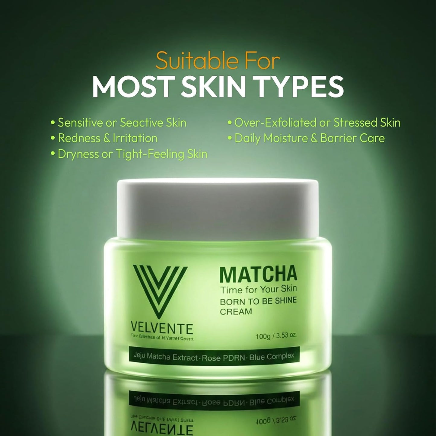 Skiennix Matcha Facial Moisturizer - Hydrating & Firming Cream with Rose PDRN for All Skin Types | 3.53 oz