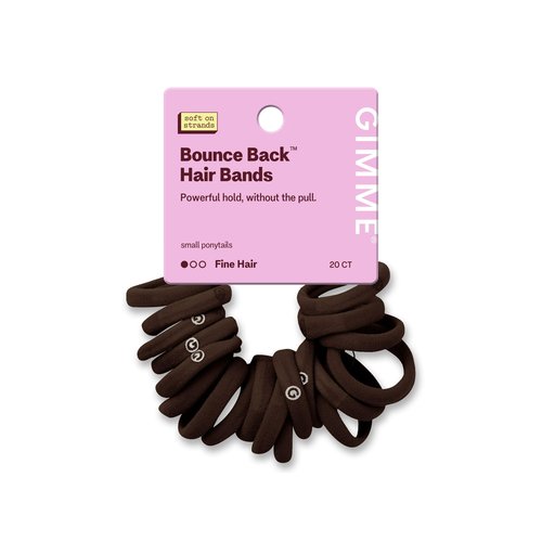 Gimme Beauty X-Fine Hair Bands - Slim-Fit Elastic Ties for Extra Fine Hair - No-Dent, Gentle-Grip Ponytail Holders for All-Day Comfort - 20 Pack, Dark Brown