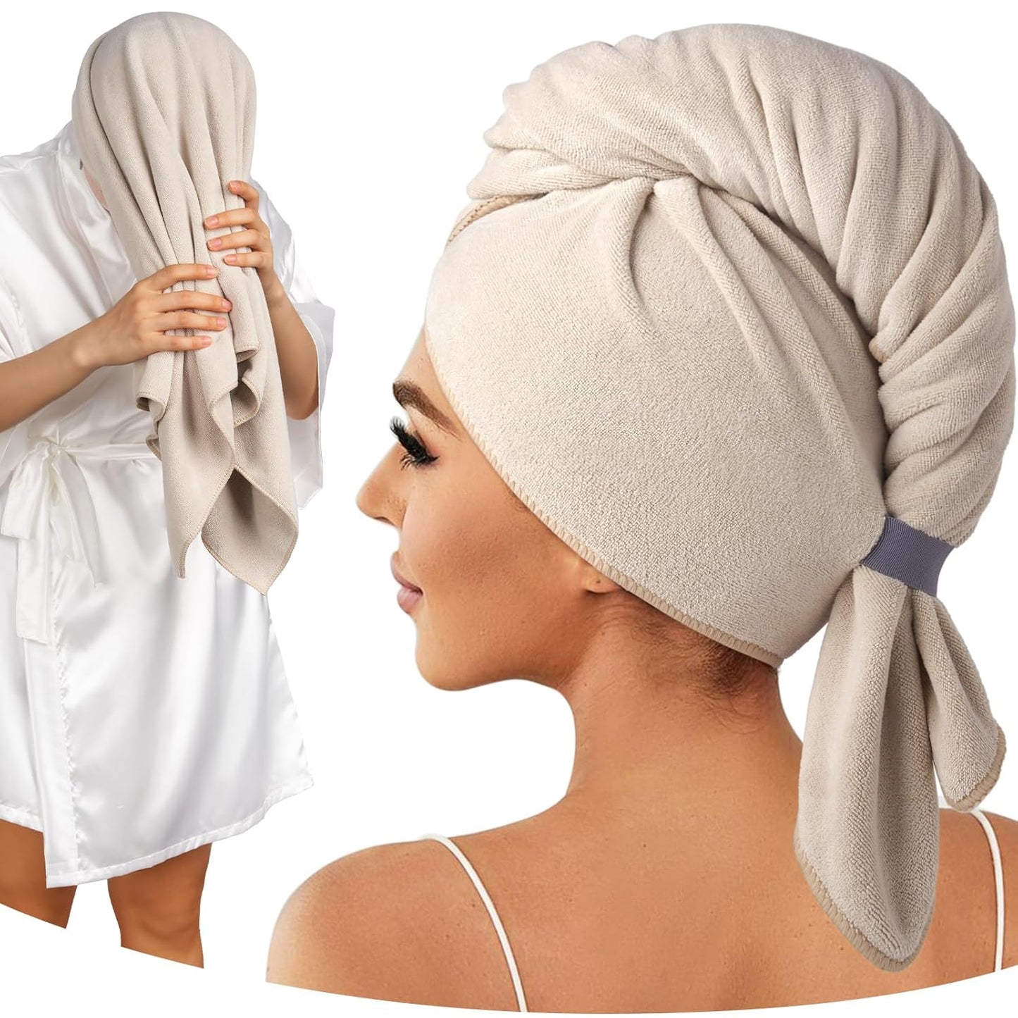 Umisleep Microfiber Hair Towel - Super Absorbent Wrap for Long, Thick Hair | 41" x 22" - Camel Color