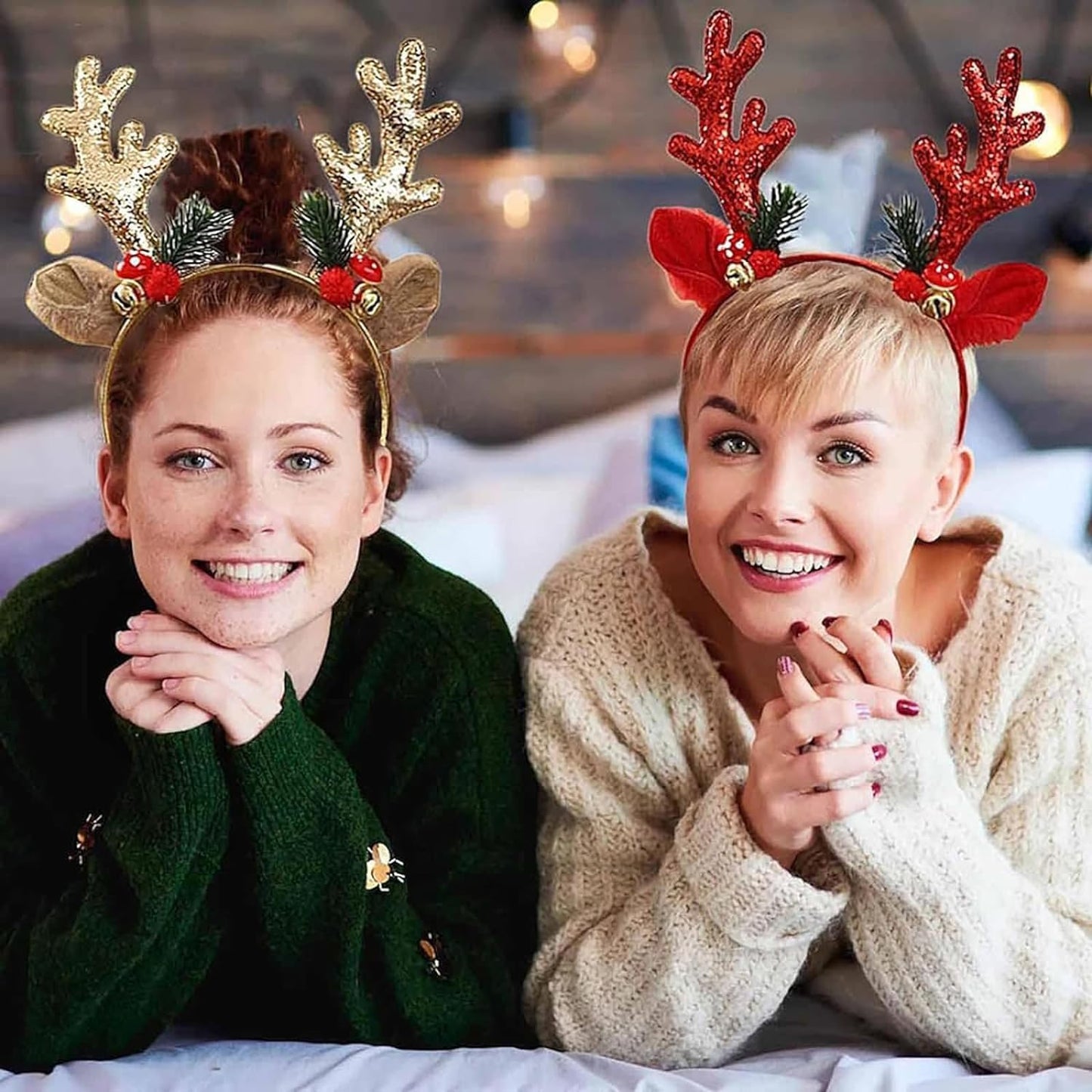 Christmas Headbands Christmas Red Reindeer Headbands Glitter Elk Antler Designs Headbands Christmas Antler Headbands Christmas Red Headbands Christmas Hair Accessories Christmas party headbands