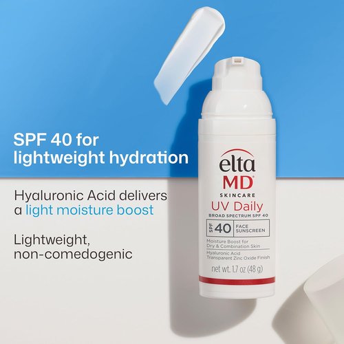 EltaMD UV Daily Face Sunscreen - Transparent Zinc Oxide & Hyaluronic Acid for Moisturizing Protection | Ideal for All Skin Types
