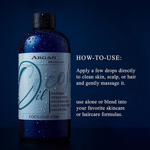 Cocojojo Deodorized Argan Oil - Pure Cold Pressed Extra Virgin Hair & Face Treatment - 32 Oz