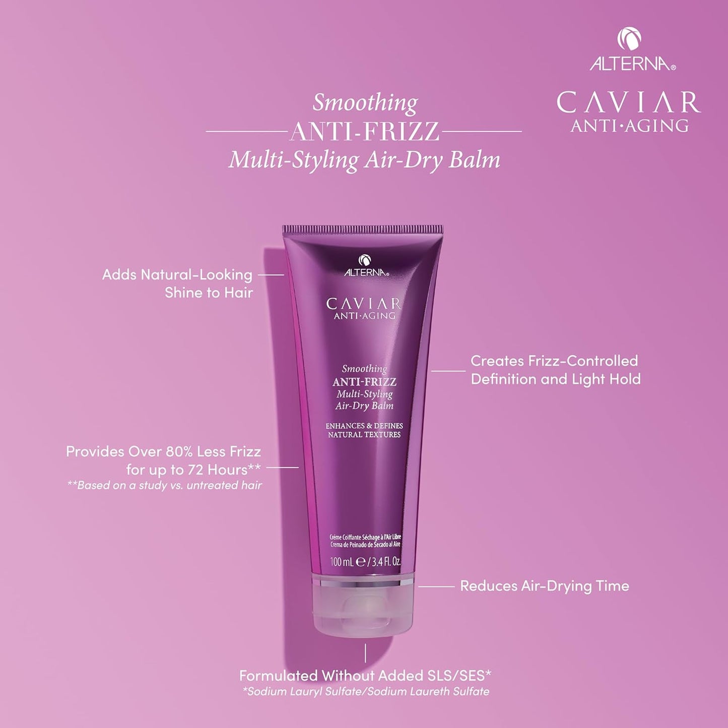 Alterna Caviar Anti-Aging Multi-Styling Air Dry Balm - Controls Frizz & Adds Shine | 3.4 Fl Oz | Sulfate Free