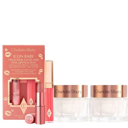 Charlotte Tilbury Magic Cream Duo - 2 Peptide Moisturizers 30ml + Iconic Baby Lip Set | Hydrating Skincare & Pink Lip Makeup Gift