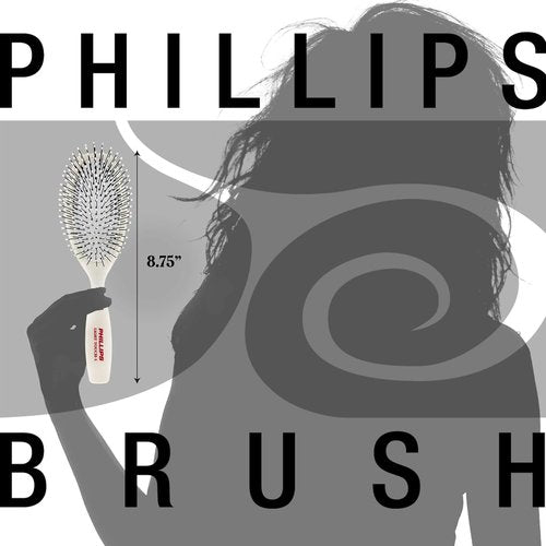 Phillips Brush Co Light Touch Oval Cushioned Brush - Ball Tipped Nylon Bristles, Ergonomic Handle