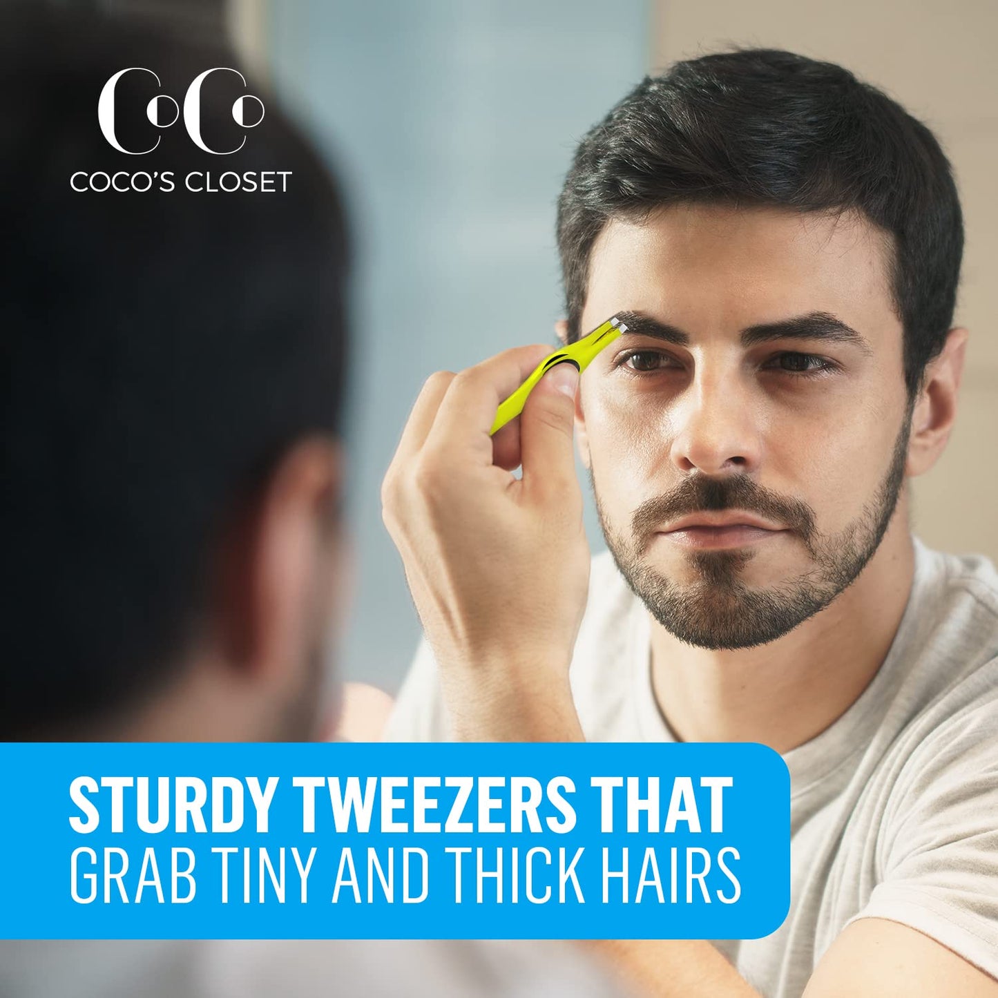 Precision Tweezers for Women Facial Hair - Stainless Steel Tweezers for Women and Men - Ideal for Eyebrow Shaping and Hair Removal - Slanted Tips, Durable and Ergonomic Grip Design