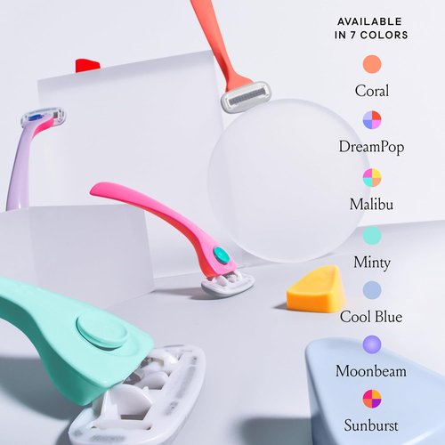 Billie Razors for Women Shave Kit - Women's Razor with 4 x 5-Blade Refills & Magnetic Holder | Cool Blue