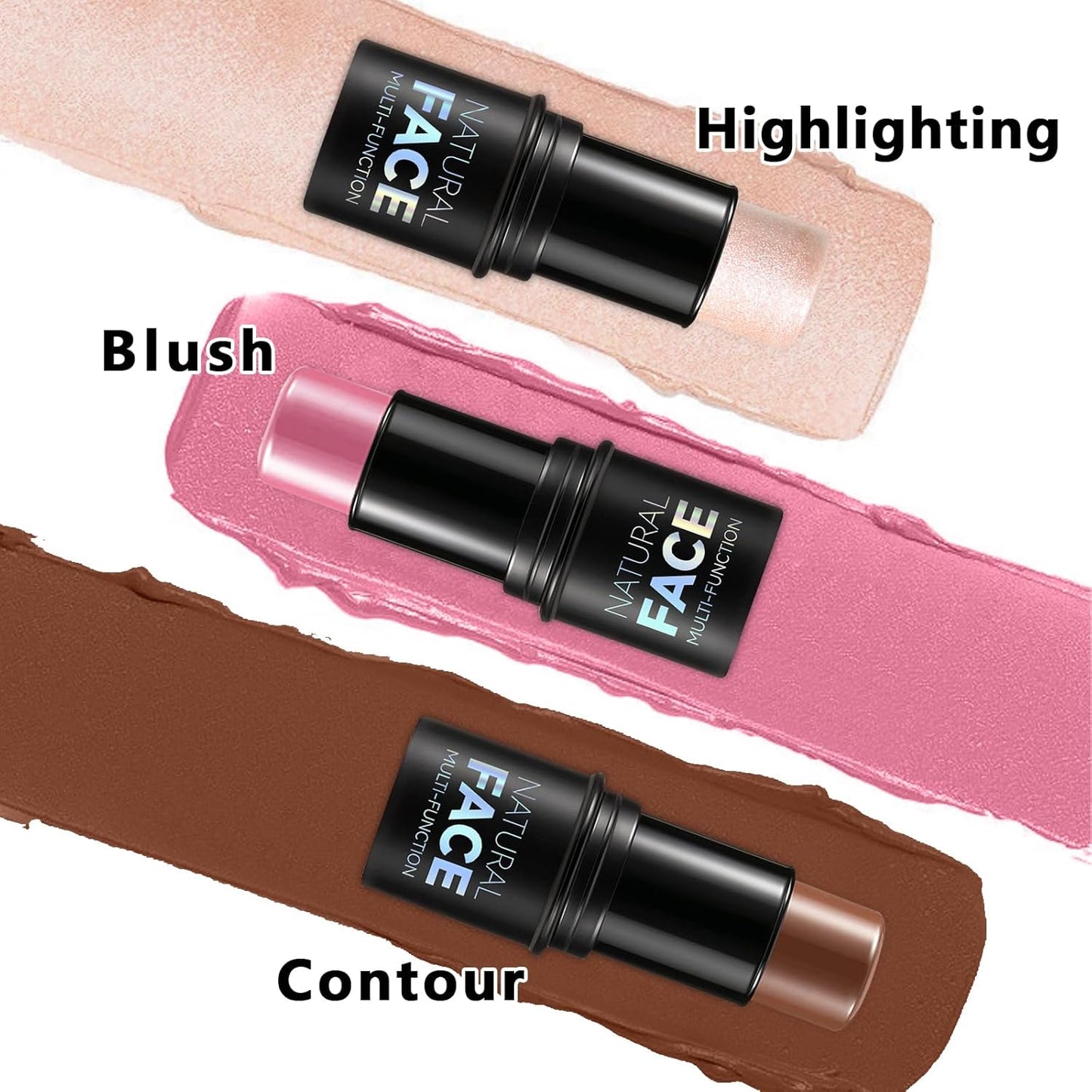 Skiennix Cream Contour Stick Makeup Kit - 3 Pcs with Highlighter, Blush & Bronzer | Long Lasting, Waterproof, Matte & Dewy Finish (Light Medium)