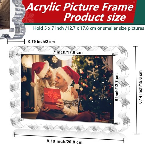 Magnetic Acrylic Picture Frames by [Brand Name] - 5x7 Inch Freestanding Scalloped Design for Desktop Display