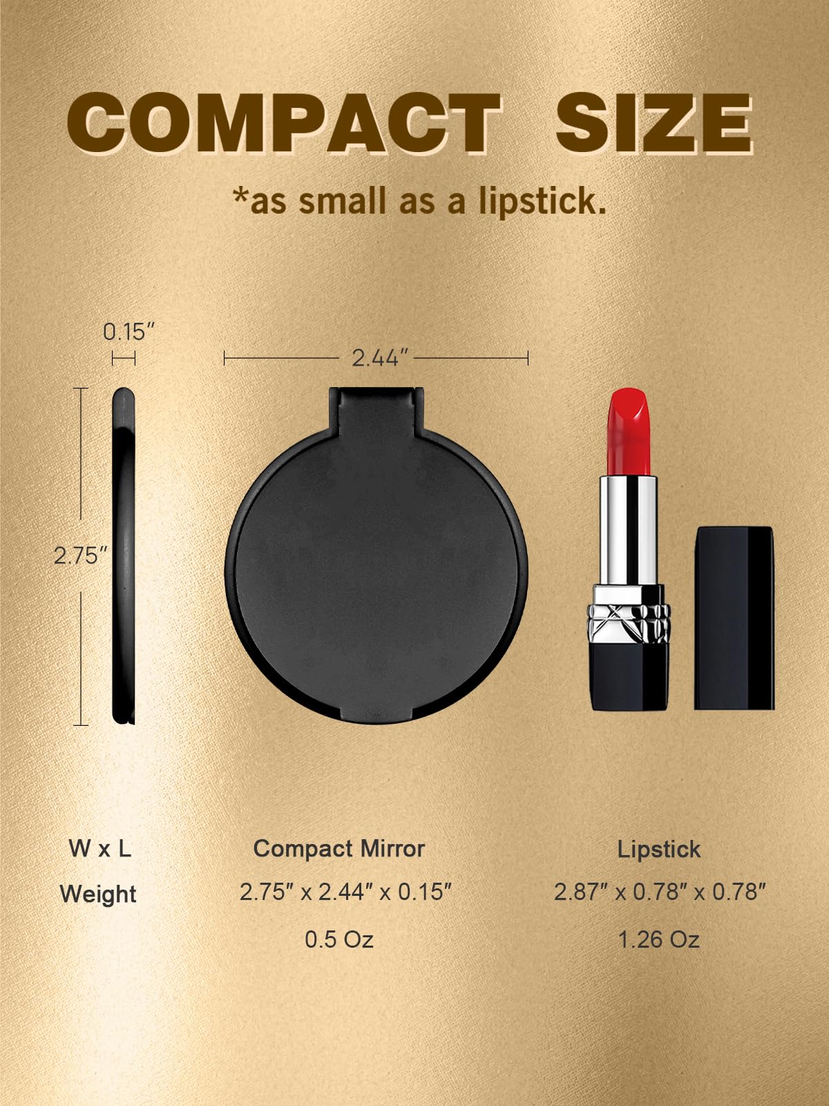 Qislee Compact Mirror Bulk, Round Makeup Mirror for Purse, Set of 36 (Black)