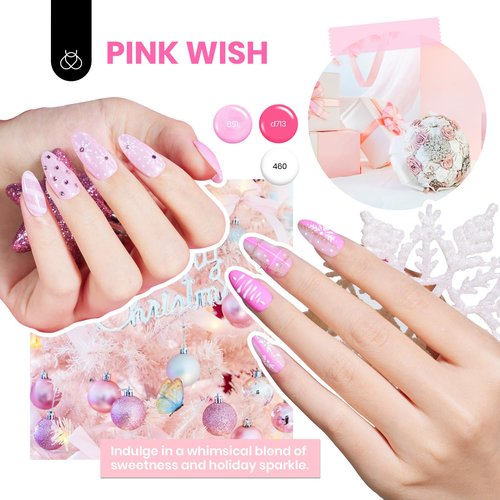 Beetles Gel Nail Polish Set, Glitz Galaxy UV LED Soak Off Gel Kits, 44Pcs Burgundy Red Gold Green Silver Blue Pink Sparkle Shade with Base Top Coat Manicure Gift for Women