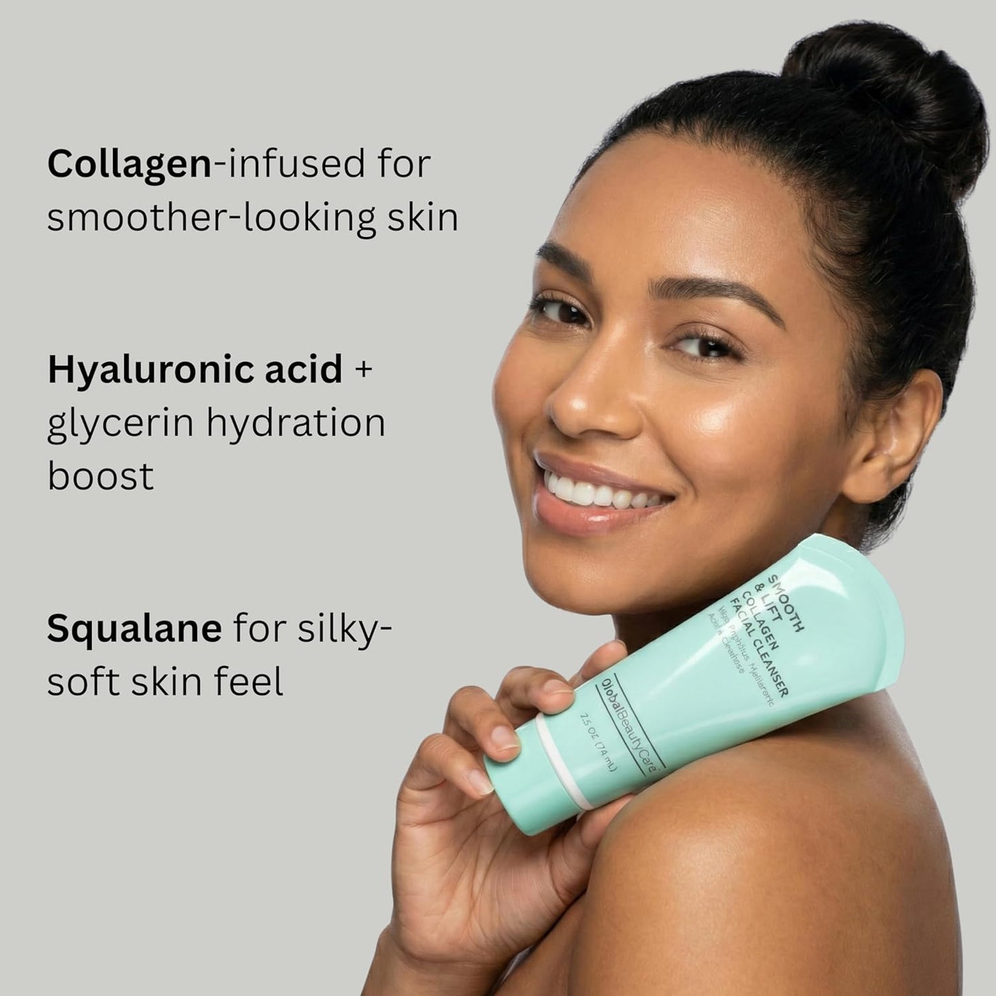 Global Beauty Care Collagen Facial Cleanser - Hydrating Daily Wash with Peptides & Hyaluronic Acid, 2.5 fl oz
