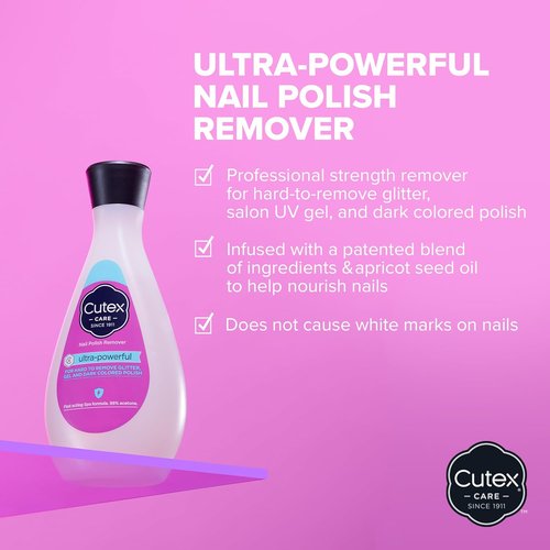 Cutex Gel Nail Polish Remover - Ultra-Powerful Formula for Glitter & Dark Colors | 10.1 Fl Oz, Paraben-Free