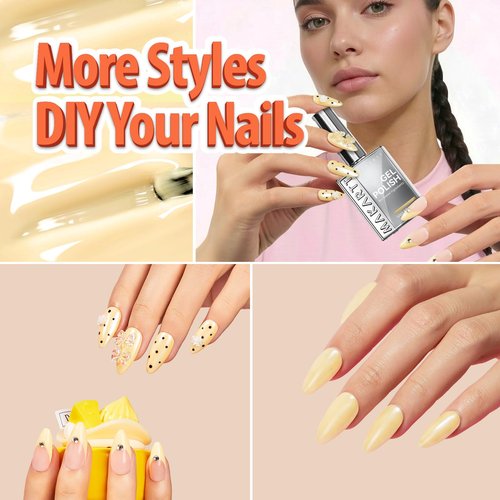Makartt Pastel Yellow Gel Nail Polish: 15ML Hema-Free Butter Yellow Nail Polish High Gloss Effect Soak Off UV LED Nail Art Manicure DIY Home Salon Gift for Women