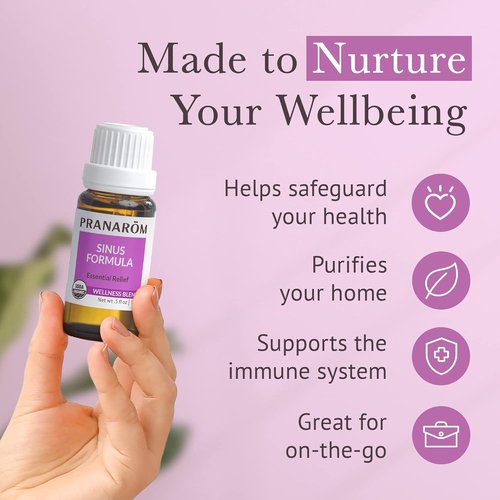 Pranarom - Organic Sinus Formula Essential Oil Blend for Wellness | Aromatherapy 15ml