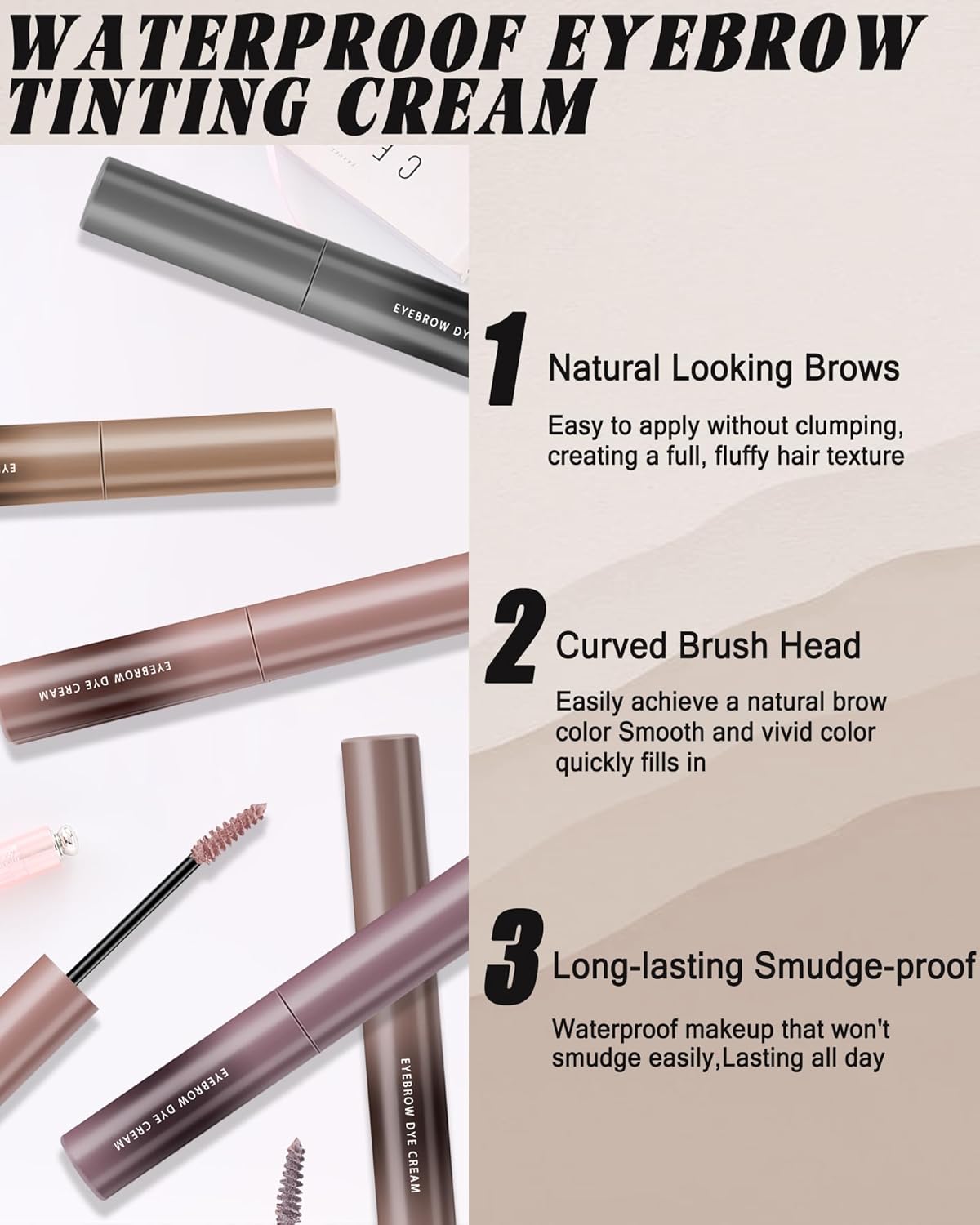 Skiennix Pink Tinted Eyebrow Gel - Long-Lasting Waterproof Brow Tinting Kit | Smudgeproof & Transfer-Proof, 2 Pcs