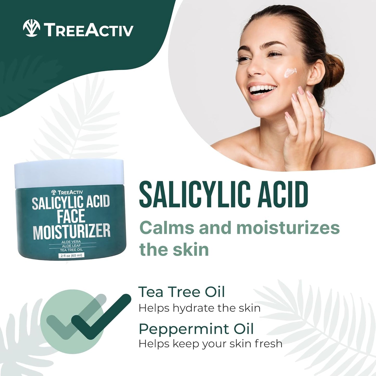 TreeActiv Acne Eliminating Face Cream - Tea Tree Moisturizing Formula for Fresh Skin | 2 fl oz