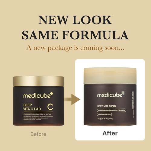 Medicube Glass Skin Duo - Uneven Skin Solution with Deep Vita C Toner Pads & Golden Capsule Moisturizer
