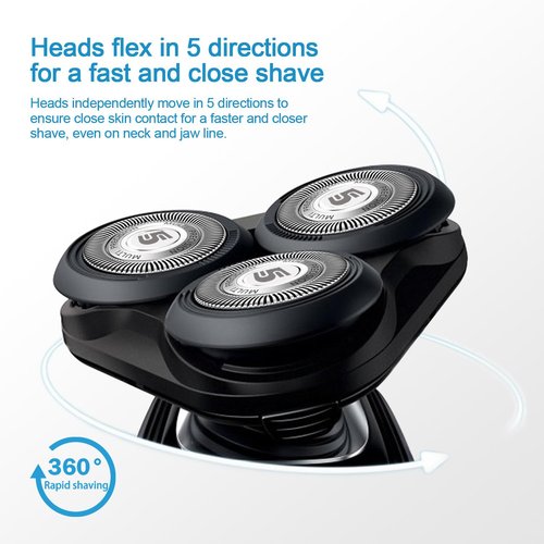 Philips Norelco SH50 Replacement Heads - 6-Piece Pack with Blade Retaining Rings for 5000 Series